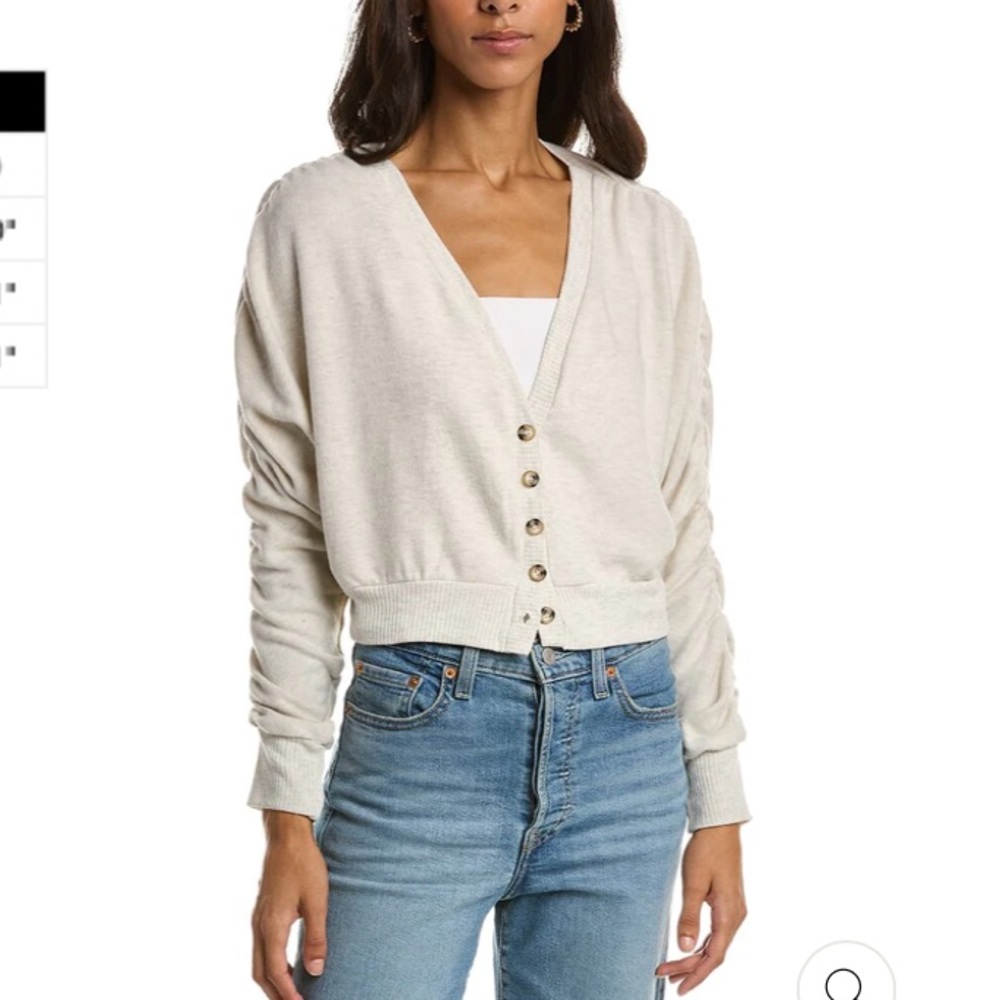 Project Social T soft ruched white cardigan
